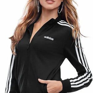 Adidas Women Three Stripe ESSENTIALS TRICOT TRACK JACKET Black White Size S